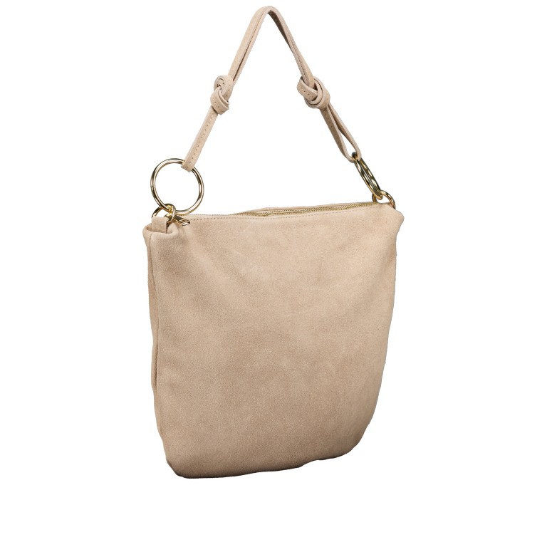 Beuteltasche Velours mit Goldfittings Sand, Farbe: beige, Marke: Hausfelder Manufaktur, EAN: 4065646026841, Abmessungen in cm: 32.5x29x3, Bild 2 von 7