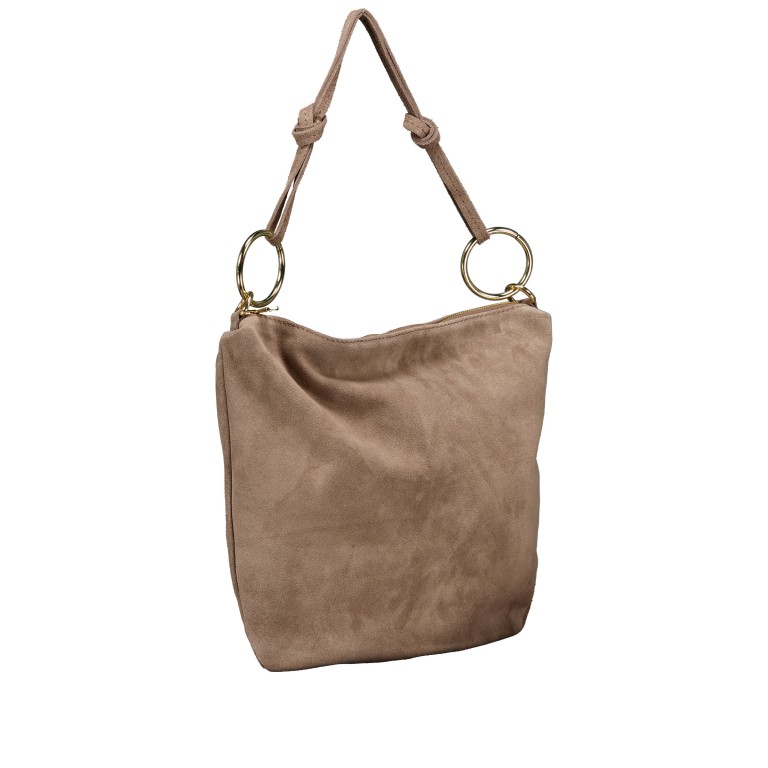 Beuteltasche Velours mit Goldfittings Taupe, Farbe: taupe/khaki, Marke: Hausfelder Manufaktur, EAN: 4065646026858, Abmessungen in cm: 32.5x29x3, Bild 2 von 7