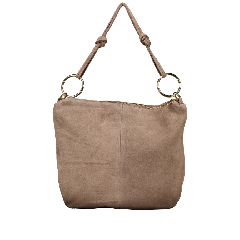 Beuteltasche Velours mit Goldfittings Taupe, Farbe: taupe/khaki, Marke: Hausfelder Manufaktur, EAN: 4065646026858, Abmessungen in cm: 32.5x29x3, Bild 3 von 7
