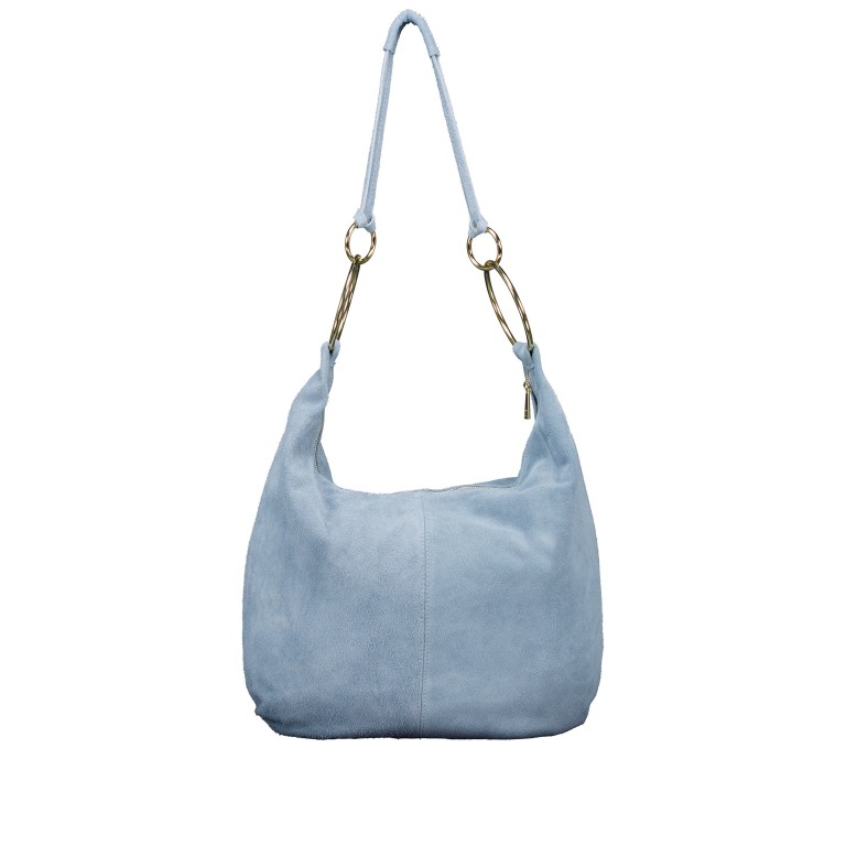 Beuteltasche Velours mit Goldfittings Hellblau, Farbe: blau/petrol, Marke: Hausfelder Manufaktur, EAN: 4065646026896, Abmessungen in cm: 46x35.5x6, Bild 3 von 6
