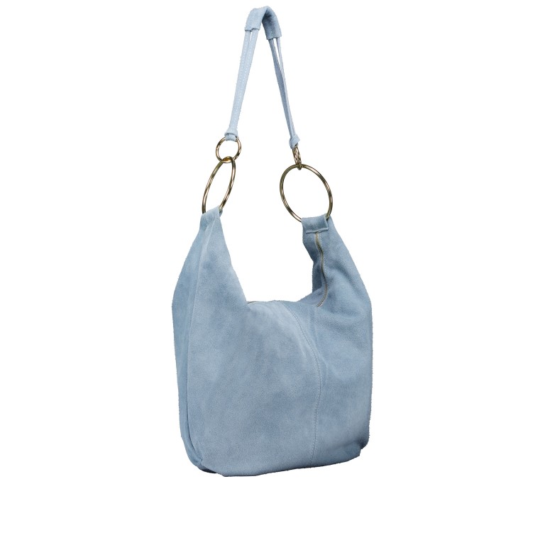Beuteltasche Velours mit Goldfittings Hellblau, Farbe: blau/petrol, Marke: Hausfelder Manufaktur, EAN: 4065646026896, Abmessungen in cm: 46x35.5x6, Bild 2 von 6