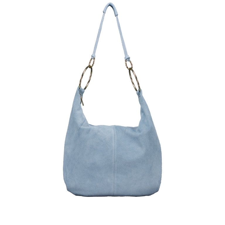 Beuteltasche Velours mit Goldfittings Hellblau, Farbe: blau/petrol, Marke: Hausfelder Manufaktur, EAN: 4065646026896, Abmessungen in cm: 46x35.5x6, Bild 1 von 6