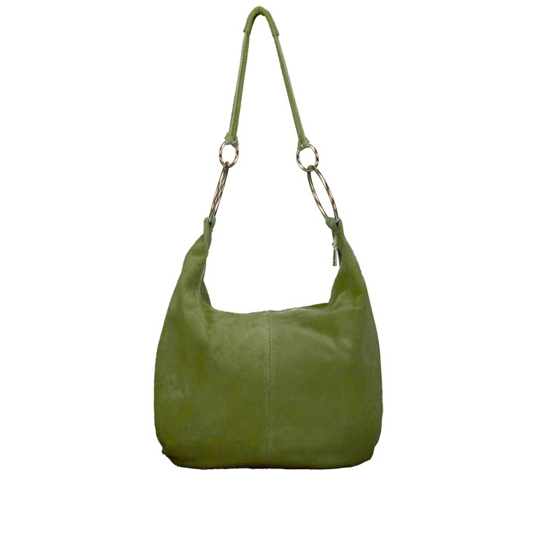 Beuteltasche Velours mit Goldfittings Oliv, Farbe: grün/oliv, Marke: Hausfelder Manufaktur, EAN: 4065646026926, Abmessungen in cm: 46x35.5x6, Bild 3 von 6