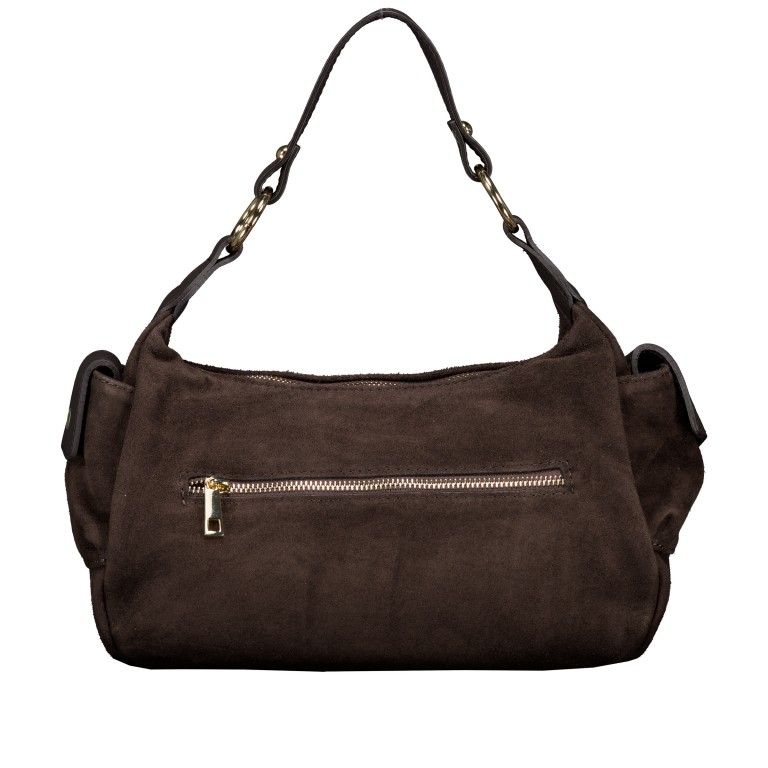 Beuteltasche Velours mit Goldfittings Dunkelbraun, Farbe: braun, Marke: Hausfelder Manufaktur, EAN: 4065646027107, Abmessungen in cm: 28.5x20.5x12.5, Bild 3 von 8