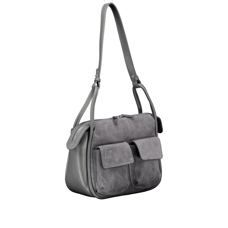 Beuteltasche Velours Dunkelgrau, Farbe: grau, Marke: Hausfelder Manufaktur, EAN: 4065646027121, Abmessungen in cm: 31x25.5x12.5, Bild 2 von 7