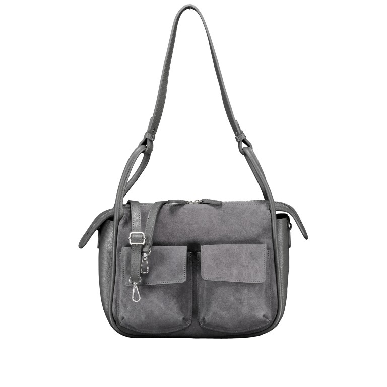 Beuteltasche Velours Dunkelgrau, Farbe: grau, Marke: Hausfelder Manufaktur, EAN: 4065646027121, Abmessungen in cm: 31x25.5x12.5, Bild 1 von 7