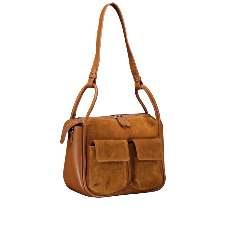 Beuteltasche Velours Cognac, Farbe: cognac, Marke: Hausfelder Manufaktur, EAN: 4065646027138, Abmessungen in cm: 31x25.5x12.5, Bild 2 von 7