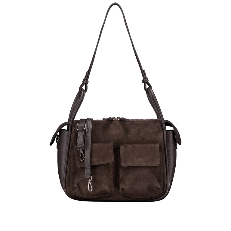 Beuteltasche Velours Dunkelbraun, Farbe: braun, Marke: Hausfelder Manufaktur, EAN: 4065646027145, Abmessungen in cm: 31x25.5x12.5, Bild 1 von 7