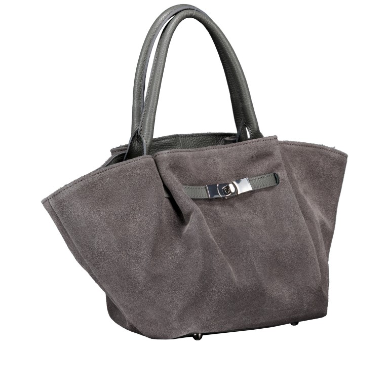 Handtasche Velours Dunkelgrau, Farbe: grau, Marke: Hausfelder Manufaktur, EAN: 4065646027169, Abmessungen in cm: 19x20x12, Bild 2 von 6