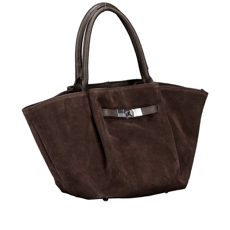 Handtasche Velours Dunkelbraun, Farbe: braun, Marke: Hausfelder Manufaktur, EAN: 4065646027183, Abmessungen in cm: 19x20x12, Bild 2 von 6