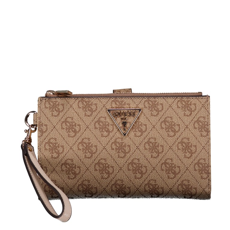 Geldbörse / Handytasche Laurel II 4G-Logo mit Griffschlaufe Latte, Farbe: braun, Marke: Guess, EAN: 0190231977834, Abmessungen in cm: 18.5x11x2.5, Bild 1 von 5