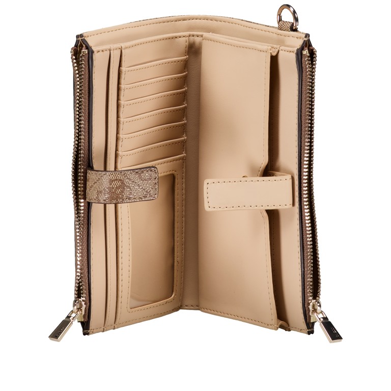 Geldbörse / Handytasche Laurel II 4G-Logo mit Griffschlaufe Latte, Farbe: braun, Marke: Guess, EAN: 0190231977834, Abmessungen in cm: 18.5x11x2.5, Bild 5 von 5