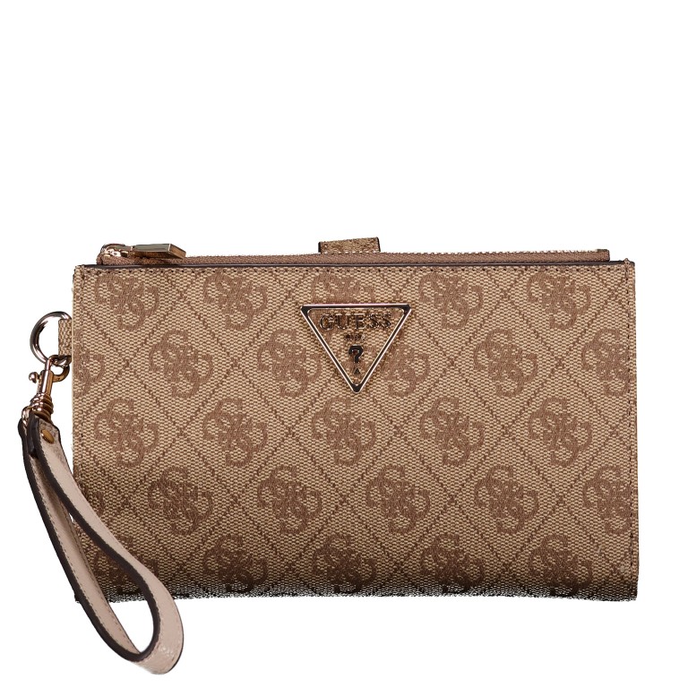Geldbörse / Handytasche Laurel II 4G-Logo mit Griffschlaufe Latte, Farbe: braun, Marke: Guess, EAN: 0190231977834, Abmessungen in cm: 18.5x11x2.5, Bild 1 von 5