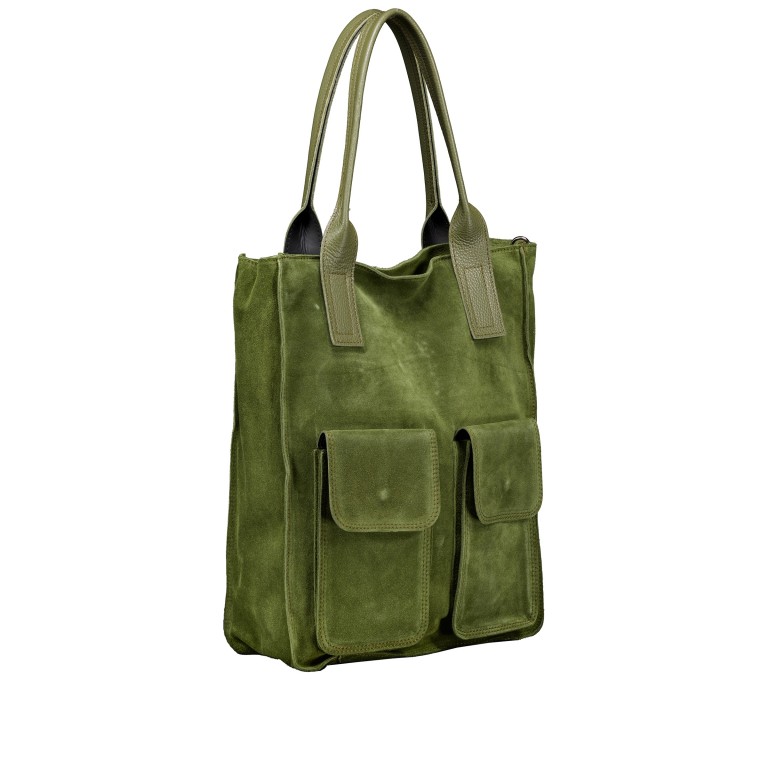 Shopper Velours Oliv, Farbe: grün/oliv, Marke: Hausfelder Manufaktur, EAN: 4065646027206, Abmessungen in cm: 32x39x11, Bild 2 von 7