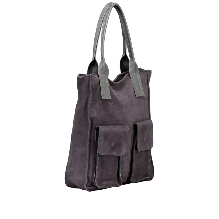 Shopper Velours Dunkelgrau, Farbe: grau, Marke: Hausfelder Manufaktur, EAN: 4065646027213, Abmessungen in cm: 32x39x11, Bild 2 von 7