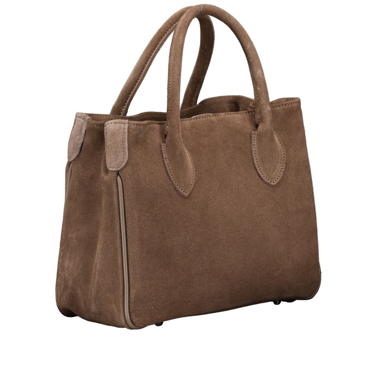 Handtasche Velours Taupe, Farbe: taupe/khaki, Marke: Hausfelder Manufaktur, EAN: 4065646027268, Abmessungen in cm: 30.5x23x12.5, Bild 2 von 7