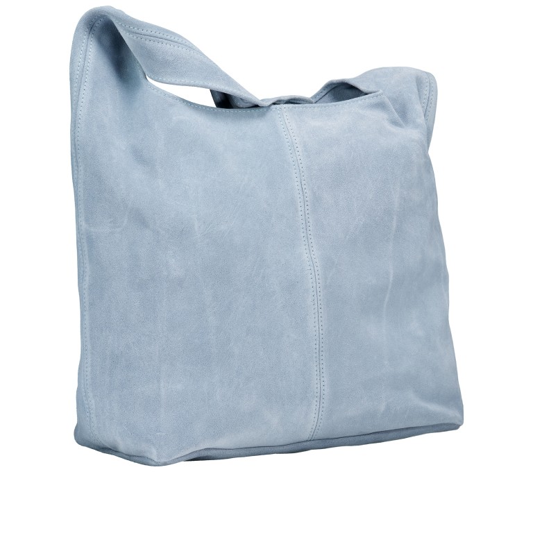 Beuteltasche Velours Hellblau, Farbe: blau/petrol, Marke: Hausfelder Manufaktur, EAN: 4065646027299, Abmessungen in cm: 32.5x32x17, Bild 2 von 5