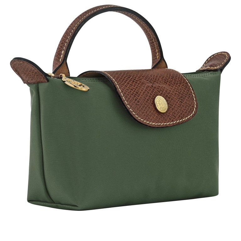 Kosmetiktasche Le Pliage Pochette Englischgrün, Farbe: grün/oliv, Marke: Longchamp, EAN: 3597922787456, Abmessungen in cm: 17x10x5.5, Bild 2 von 6