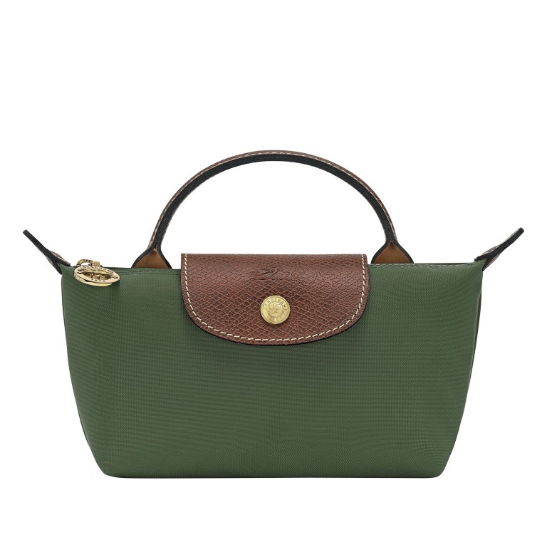 Kosmetiktasche Le Pliage Pochette Englischgrün, Farbe: grün/oliv, Marke: Longchamp, EAN: 3597922787456, Abmessungen in cm: 17x10x5.5, Bild 1 von 6