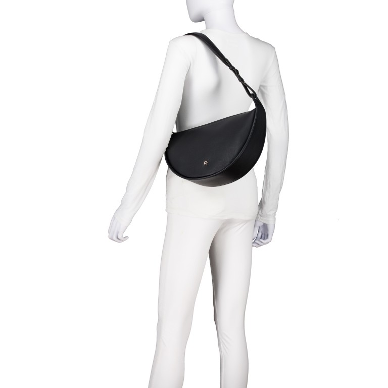 Beuteltasche Eliza M Black, Farbe: schwarz, Marke: AIGNER, EAN: 4055539650512, Abmessungen in cm: 34.5x19x9.6, Bild 3 von 6