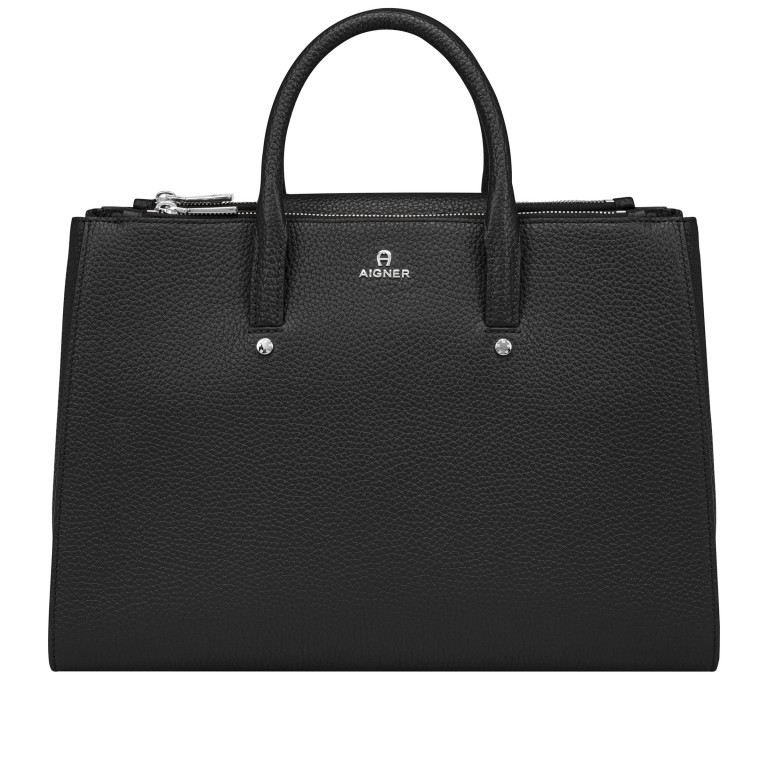 Handtasche Ivy L Black Silver, Farbe: schwarz, Marke: AIGNER, EAN: 4055539613746, Abmessungen in cm: 35x36x14, Bild 1 von 6