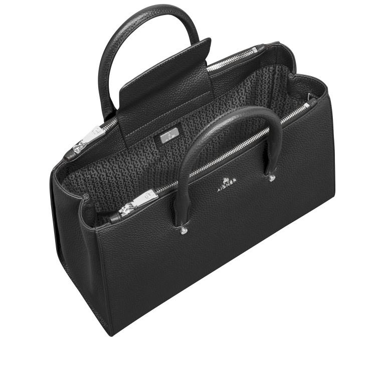 Handtasche Ivy L Black Silver, Farbe: schwarz, Marke: AIGNER, EAN: 4055539613746, Abmessungen in cm: 35x36x14, Bild 6 von 6