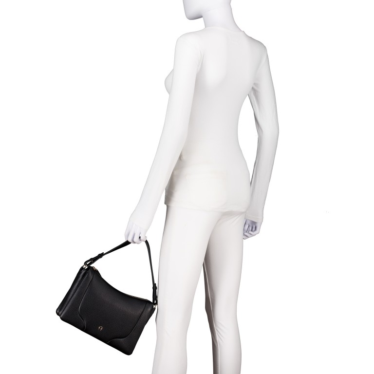 Beuteltasche Mara S Black, Farbe: schwarz, Marke: AIGNER, EAN: 4055539650383, Abmessungen in cm: 26x19x10, Bild 4 von 8