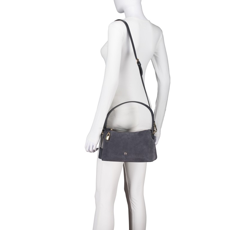 Umhängetasche Delia Suede S Night Grey, Farbe: grau, Marke: AIGNER, EAN: 4055539650888, Abmessungen in cm: 27x16x9, Bild 6 von 8