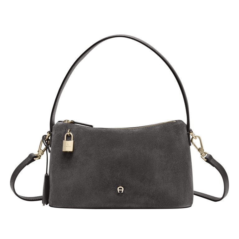 Umhängetasche Delia Suede S Night Grey, Farbe: grau, Marke: AIGNER, EAN: 4055539650888, Abmessungen in cm: 27x16x9, Bild 2 von 4