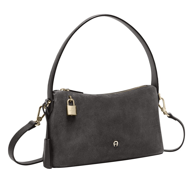 Umhängetasche Delia Suede S Night Grey, Farbe: grau, Marke: AIGNER, EAN: 4055539650888, Abmessungen in cm: 27x16x9, Bild 3 von 4