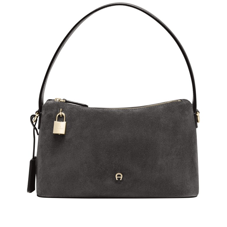 Umhängetasche Delia Suede S Night Grey, Farbe: grau, Marke: AIGNER, EAN: 4055539650888, Abmessungen in cm: 27x16x9, Bild 1 von 4