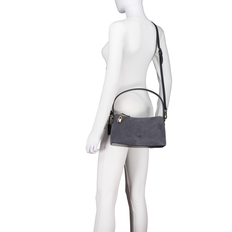 Umhängetasche Delia Suede S Night Grey, Farbe: grau, Marke: AIGNER, EAN: 4055539650888, Abmessungen in cm: 27x16x9, Bild 7 von 8