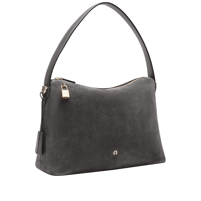 Beuteltasche Delia Suede M Night Grey, Farbe: grau, Marke: AIGNER, EAN: 4055539650918, Abmessungen in cm: 35x24.5x12, Bild 2 von 3