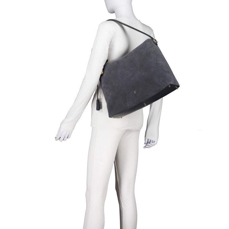 Beuteltasche Delia Suede L Night Grey, Farbe: grau, Marke: AIGNER, EAN: 4055539650949, Abmessungen in cm: 38x29x12, Bild 3 von 4