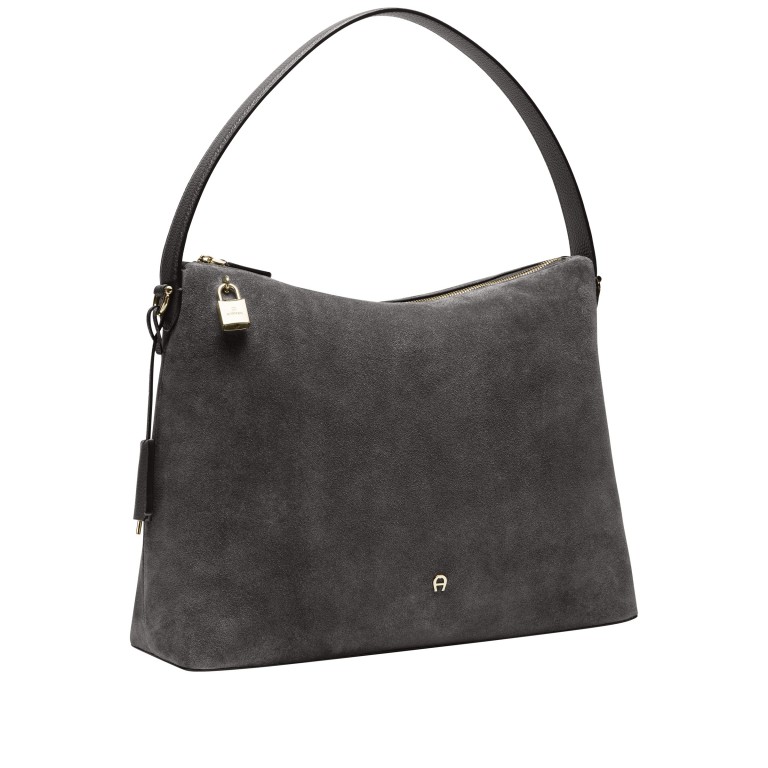 Beuteltasche Delia Suede L Night Grey, Farbe: grau, Marke: AIGNER, EAN: 4055539650949, Abmessungen in cm: 38x29x12, Bild 2 von 3