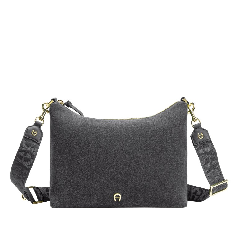 Umhängetasche Zita Suede S Night Grey, Farbe: grau, Marke: AIGNER, EAN: 4055539658006, Abmessungen in cm: 27x22x9, Bild 1 von 6
