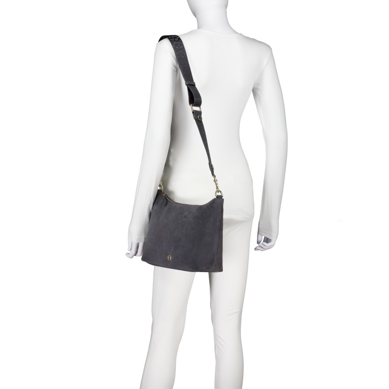 Umhängetasche Zita Suede S Night Grey, Farbe: grau, Marke: AIGNER, EAN: 4055539658006, Abmessungen in cm: 27x22x9, Bild 4 von 6