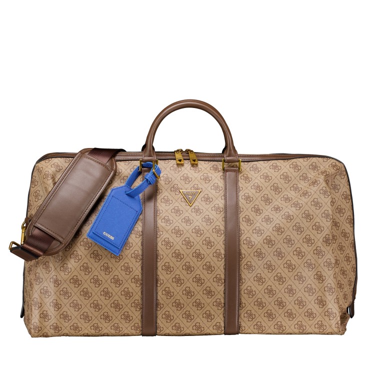 Reisetasche Pisa 4G-Logo Größe 56 cm Beige Brown Blue, Farbe: braun, Marke: Guess, EAN: 7628907210334, Abmessungen in cm: 56x30x22, Bild 1 von 5