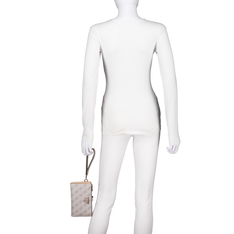 Geldbörse / Handytasche Laurel II 4G-Logo mit Griffschlaufe Dark Taupe, Farbe: taupe/khaki, Marke: Guess, EAN: 0190231996873, Abmessungen in cm: 18.5x11x2.5, Bild 4 von 5