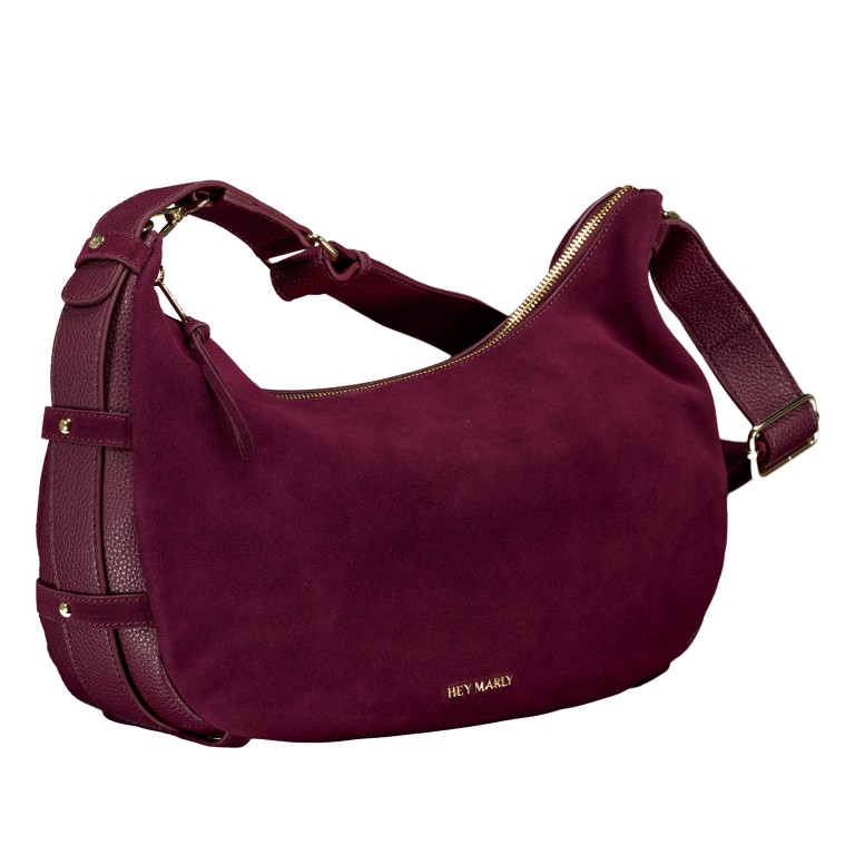 Beuteltasche Lifetime Sister Suede M Berry, Farbe: rot/weinrot, Marke: Hey Marly, EAN: 4262484652571, Abmessungen in cm: 35.5x27x11.2, Bild 2 von 9