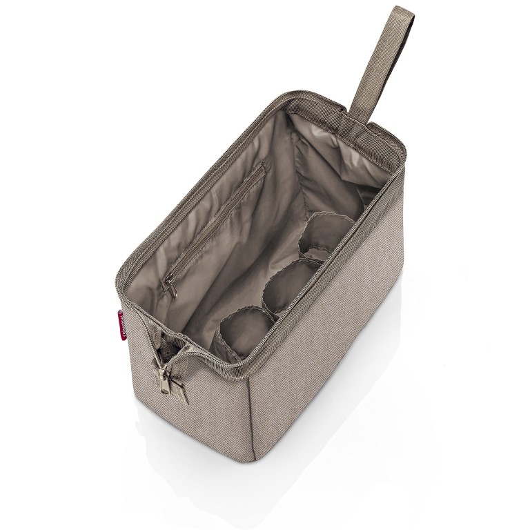 Kulturbeutel Travelcosmetic HELLBRAUN/Herringbone Mokka, Farbe: braun, Marke: Reisenthel, EAN: 4012013743900, Abmessungen in cm: 26x18x13.5, Bild 2 von 3