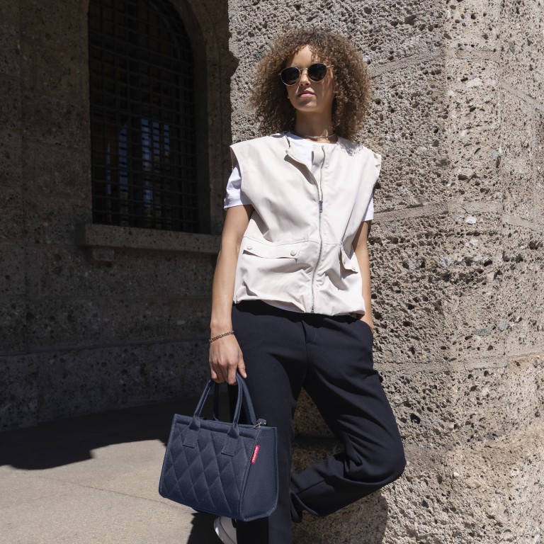 Handtasche Daily Shopper XS Rhombus Midnight Gold, Farbe: blau/petrol, Marke: Reisenthel, EAN: 4012013744938, Abmessungen in cm: 27x11x14, Bild 5 von 6