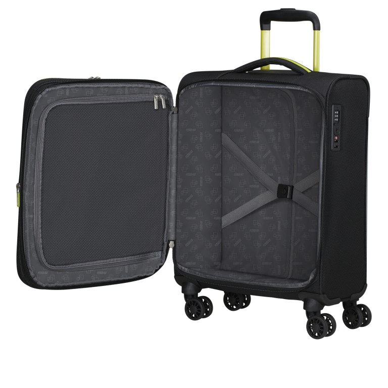 Koffer Aktivus Spinner S erweiterbar Black Lime, Farbe: schwarz, Marke: American Tourister, EAN: 5400520344090, Abmessungen in cm: 40x55x22, Bild 8 von 13