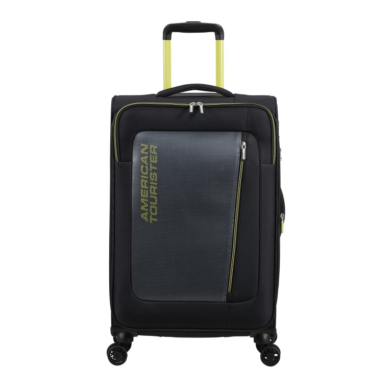 Koffer Aktivus Spinner M erweiterbar Black Lime, Farbe: schwarz, Marke: American Tourister, EAN: 5400520345233, Abmessungen in cm: 43x67x28, Bild 1 von 12