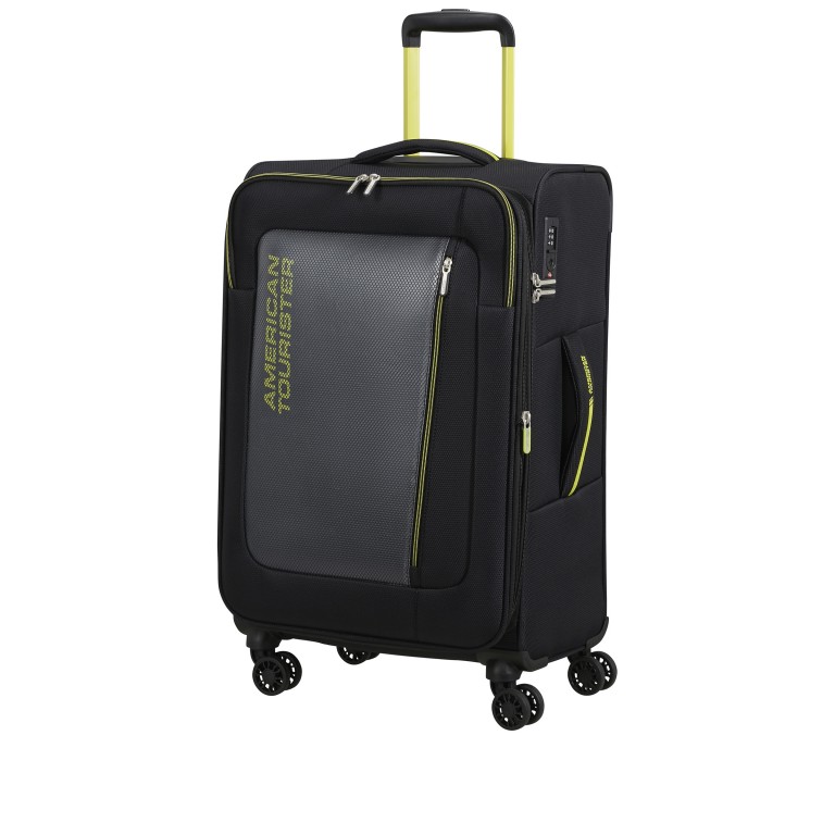 Koffer Aktivus Spinner M erweiterbar Black Lime, Farbe: schwarz, Marke: American Tourister, EAN: 5400520345233, Abmessungen in cm: 43x67x28, Bild 2 von 12
