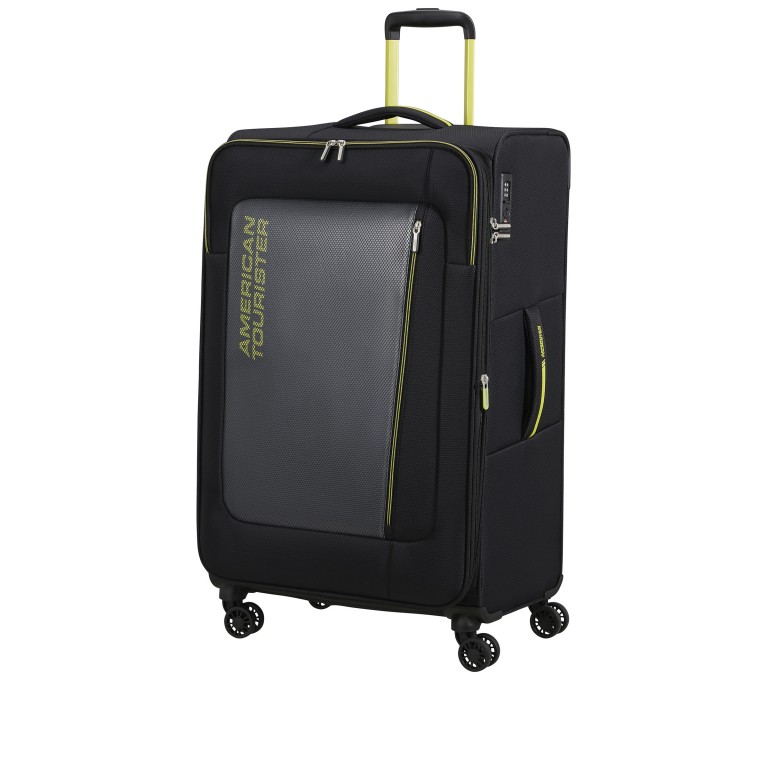 Koffer Aktivus Spinner L erweiterbar Black Lime, Farbe: schwarz, Marke: American Tourister, EAN: 5400520345271, Abmessungen in cm: 49x79x32, Bild 2 von 12
