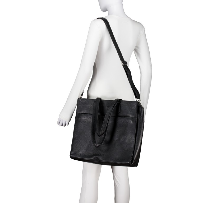 Shopper mit Laptopfach 17 Zoll Black, Farbe: schwarz, Marke: Hausfelder Manufaktur, EAN: 4065646025684, Abmessungen in cm: 40.3x36x13, Bild 5 von 7