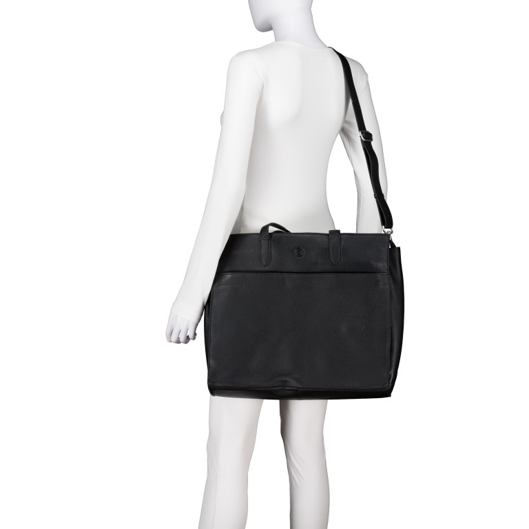 Shopper mit Laptopfach 17 Zoll Black, Farbe: schwarz, Marke: Hausfelder Manufaktur, EAN: 4065646025684, Abmessungen in cm: 40.3x36x13, Bild 6 von 7