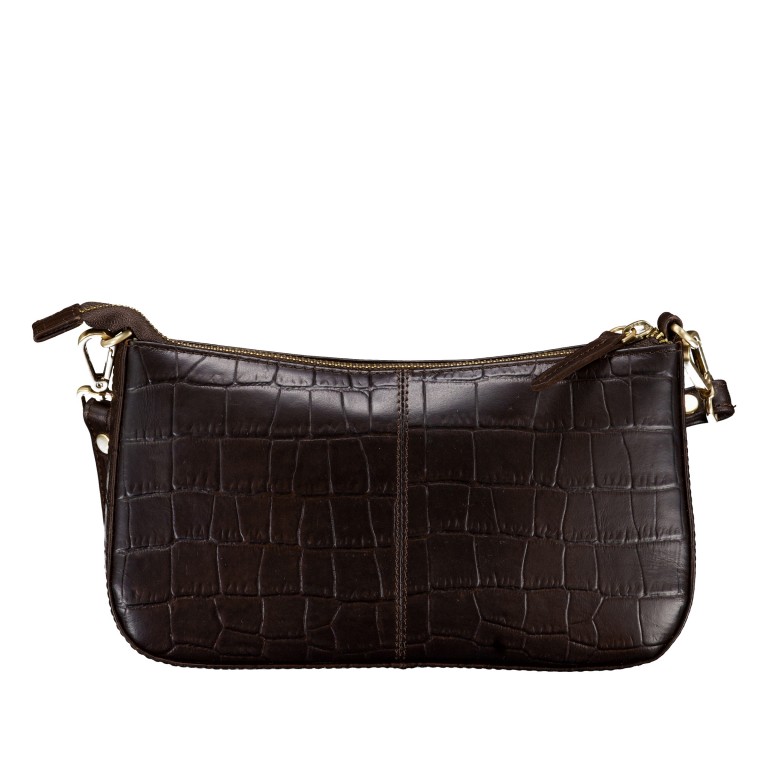 Umhängetasche Kroko Dark Brown, Farbe: braun, Marke: Hausfelder Manufaktur, EAN: 4065646025905, Abmessungen in cm: 23.5x14x5.3, Bild 3 von 8