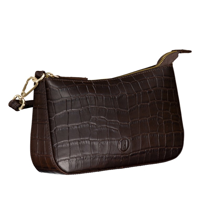 Umhängetasche Kroko Dark Brown, Farbe: braun, Marke: Hausfelder Manufaktur, EAN: 4065646025905, Abmessungen in cm: 23.5x14x5.3, Bild 2 von 8